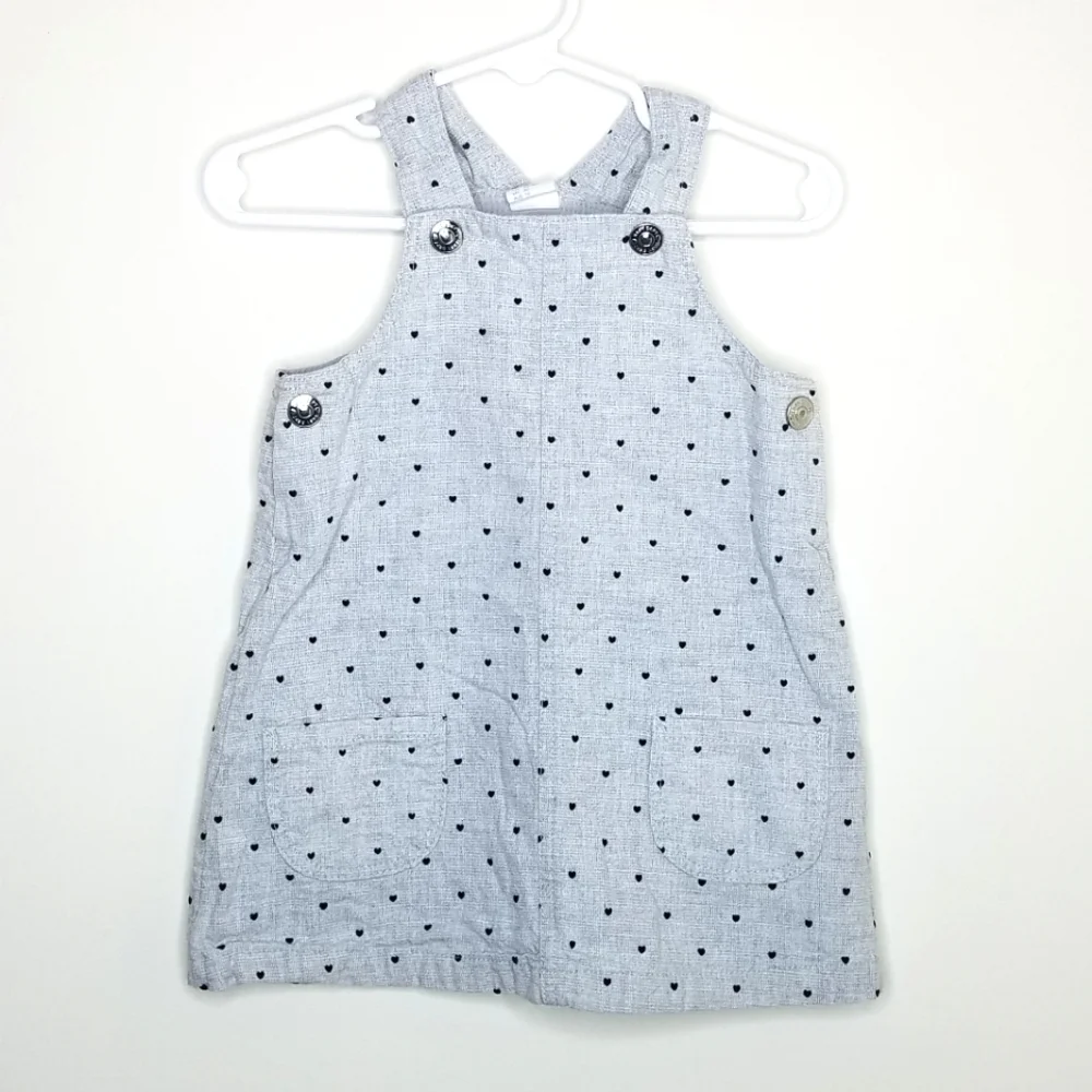 H&M Heart Polka Dot Overall Jumper Dress 12-18m